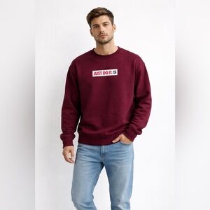 Nike Just Do It Crewneck Sweatshirt Burgundy Mens Medium Streetwear Casual